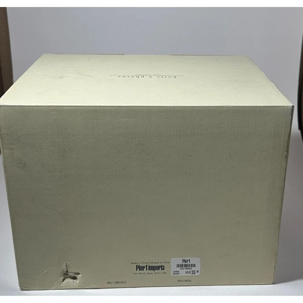 Pier 1 Imports black wooden multi-window photo storage box with display window